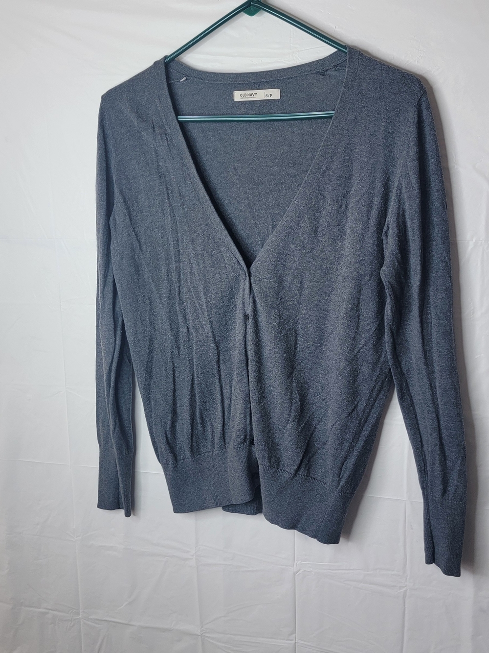 Old Navy Women's Heather Charcoal V-Neck Cardigan Sweater